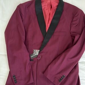 Coofandy burgundy blazer jacket one button size XL